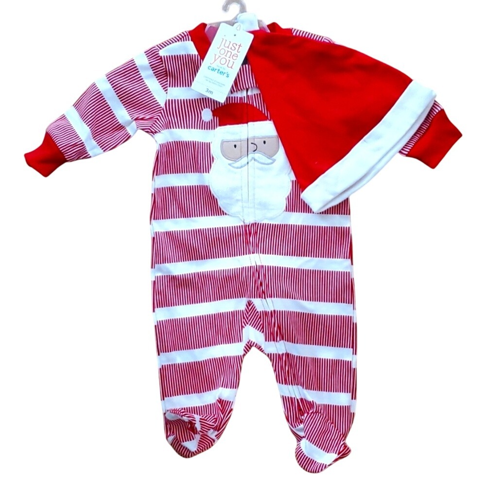Carter's Just One‎ You NWT Christmas Santa Footie with Hat 3M